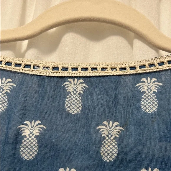 Z&L Coverup Women’s S/M Blue Pineapple Print Swim Bohemian Beach Resort Kaftan - Picture 7 of 14